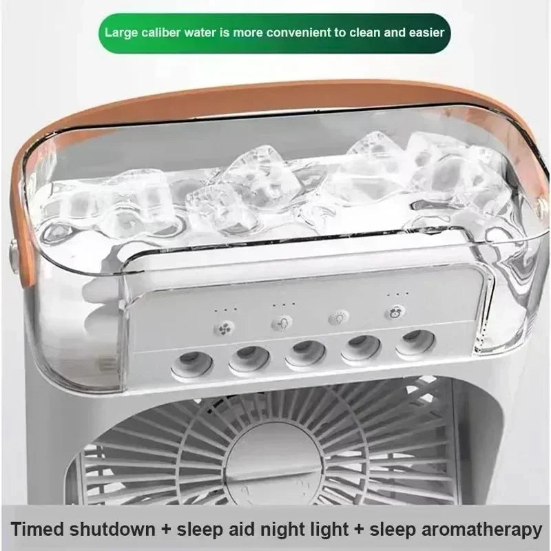 Portable Humidifier Fan Air Conditioners USB Electric Fan LED Night Light Water Mist  1